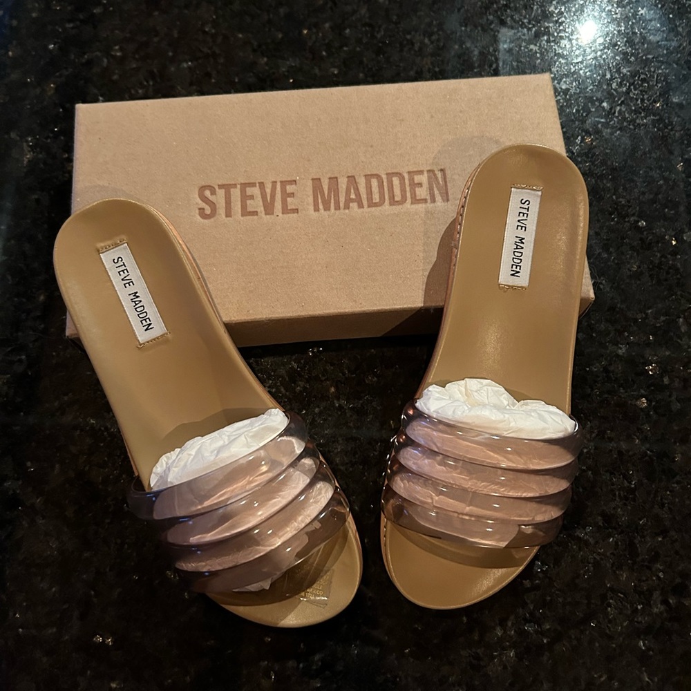 Steve Madden Drip Slide Sandal, clear